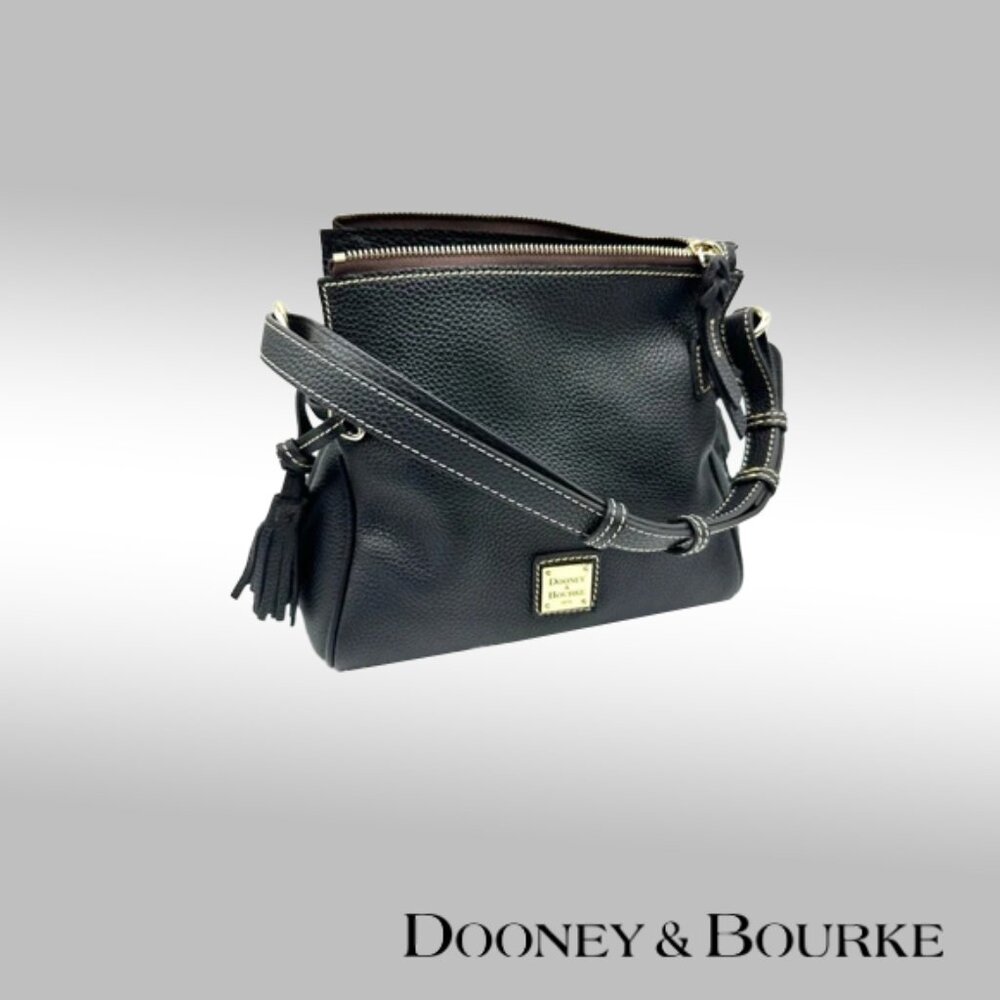 Dooney & Bourke Pebble Grain Tassel Shoulder Bag – Black Pebbled Leather